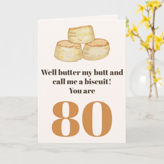 食おもしろい品引用文80th誕生日カード カード (黄色い花)