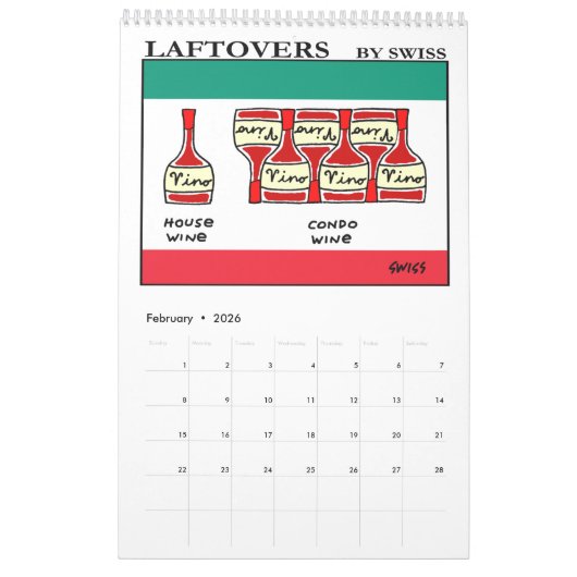 食おもしろい品漫画キッチンカレンダーグルメ カレンダー (2月 2026)