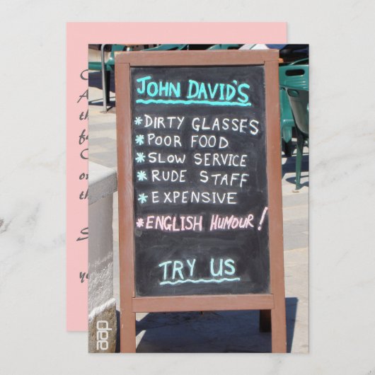 食おもしろい物の夕食か昼食の招待 招待状 (正面/裏面)