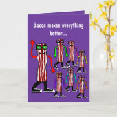 食おもしろい物ベーコン&卵誕生日カードギフト カード (黄色い花)