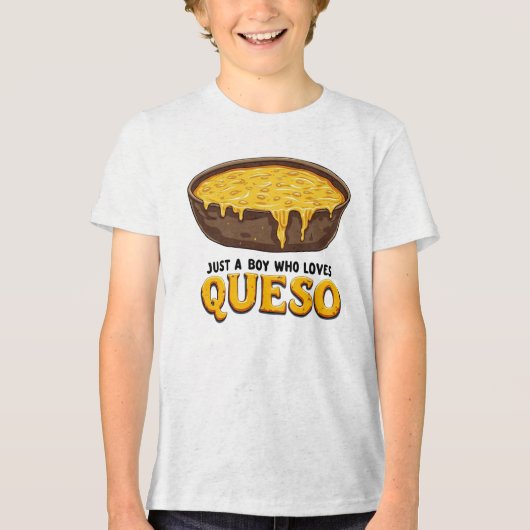 食おもしろい物好きの贈り物:ケソを愛する少年 トライブレンドTシャツ (正面)