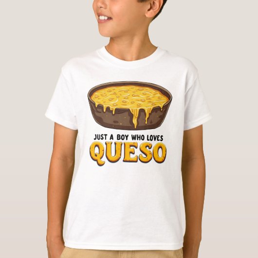 食おもしろい物好きの贈り物：ケソを愛する少年 Tシャツ (正面)