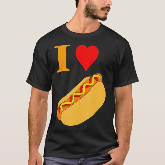 食おもしろい物好きティーホットドッグ大好き Tシャツ (正面)