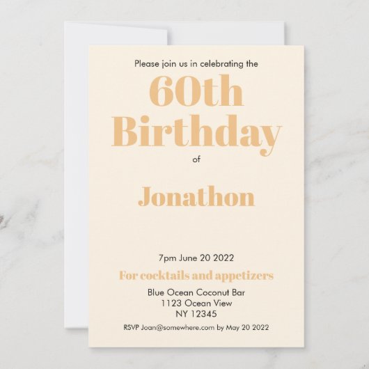 食おもしろい食引用文60th誕生日パーティーの招待 招待状 (裏面)