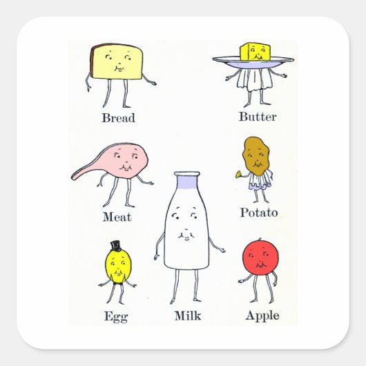 食お気に入りの品ヴィンテージキッチンアート スクエアシール (正面)