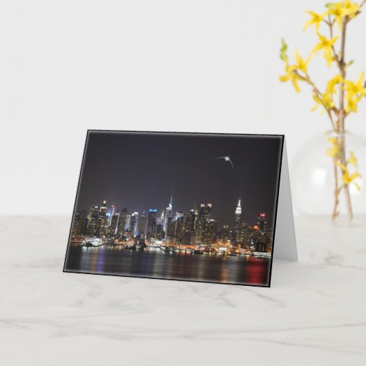 食の挨拶状との夜都市スカイライン カード (黄色い花)