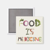 食は医学 – 健康な食べ物のカラフル芸術 マグネット (正面/裏面)