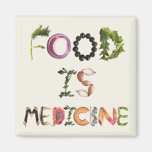 食は医学 – 健康な食べ物のカラフル芸術 マグネット (正面)
