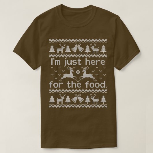 食べおもしろい物の為に醜いクリスマスセーター Tシャツ (デザイン正面)