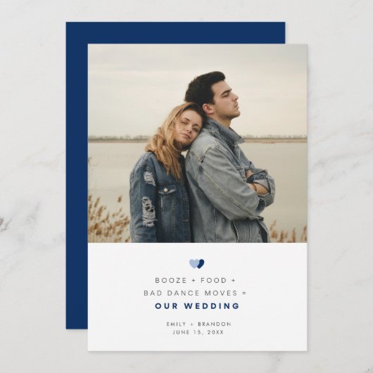 食べおもしろい物をバッドダンスで結婚撮影 セーブザデート (正面/裏面)