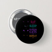 食べおもしろい眠る戦士の猫が猫のウォーおもしろいルを繰り返す 缶バッジ (正面&裏面)