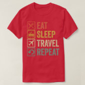 食べおもしろい睡眠旅行リピーターヴィンテージスタイル Tシャツ (デザイン正面)