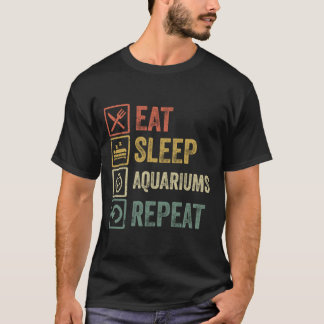 食べおもしろい睡眠水槽はレトロヴィンテージgifを反復する tシャツ
