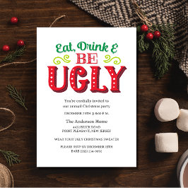 食べおもしろい飲み物は醜いクリスマスパーティー 招待状