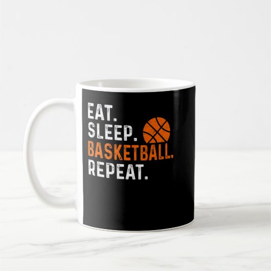 食べおもしろいSleep Basketball Repeat Basketball Playe コーヒーマグカップ (左)