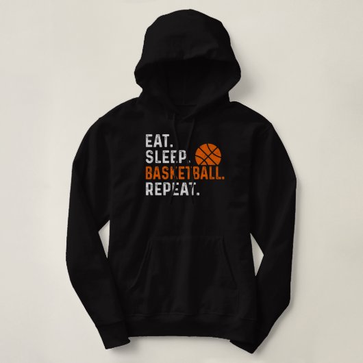 食べおもしろいSleep Basketball Repeat Basketball Playe パーカ (デザイン正面)