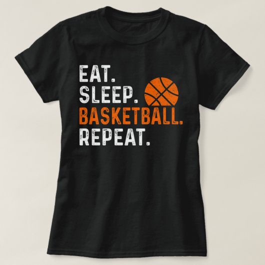 食べおもしろいSleep Basketball Repeat Basketball Playe Tシャツ (デザイン正面)