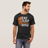 食べおもしろいSleep Basketball Repeat Basketball Playe Tシャツ (正面フル)