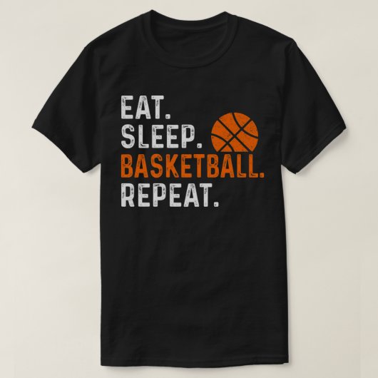 食べおもしろいSleep Basketball Repeat Basketball Playe Tシャツ (デザイン正面)