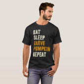 食べおもしろいSLEEP CARVE PUMPKIN REPEAT Halloween Car Tシャツ (正面フル)
