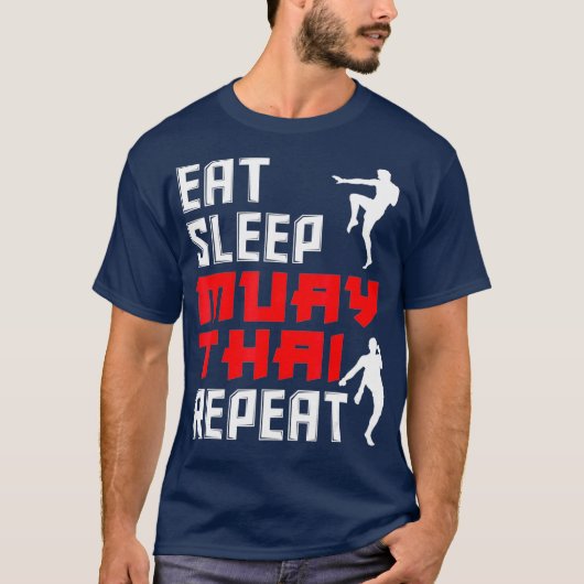 食べおもしろいSleep Muay Thai Repeat Muay Thai Gift Tシャツ (正面)