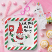食べお酒とメリークリスマスの漬物紙 ペーパープレート (パーティー)