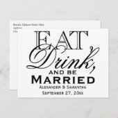食べお酒を飲み結婚したて インビテーションポストカード (正面/裏面)