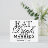 食べお酒を飲み結婚したて インビテーションポストカード (スタンド正面)