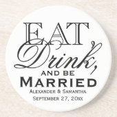 食べお酒を飲み結婚したて コースター (正面)