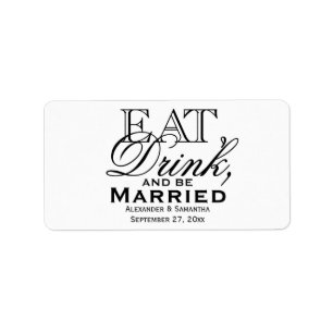 食べお酒を飲み結婚したて ラベル