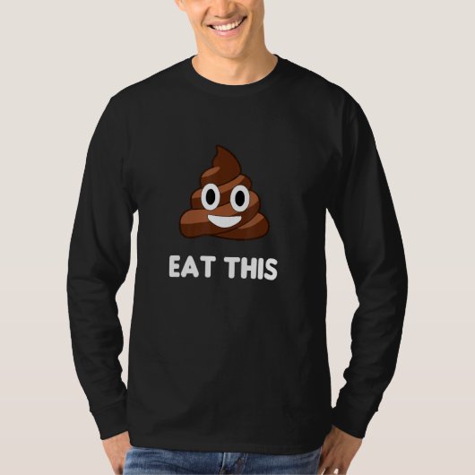 食べこの間抜けウンチチョコレートアイスクリーム顔 Tシャツ (正面)
