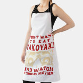 食べたこ焼き、ホラー映画を見るタコ玉 エプロン (インサイチュ)