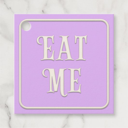 「食べてね」ビクトリアンティーパーティー ピンクスクエアカスタム フェイバータグ (正面)