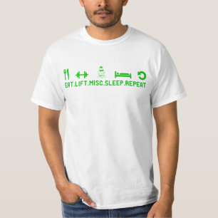 食べて下さい上昇の雑多な睡眠の繰り返し(緑)を Tシャツ