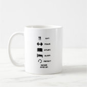食べて下さい。 列車。 勉強。 睡眠。 繰り返し。 決してUpp.を与えないで下さい コーヒーマグカップ (左)