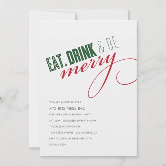 食べて下さい。 原稿の休日のパーティの招待状を飲んで下さい 招待状 (正面)