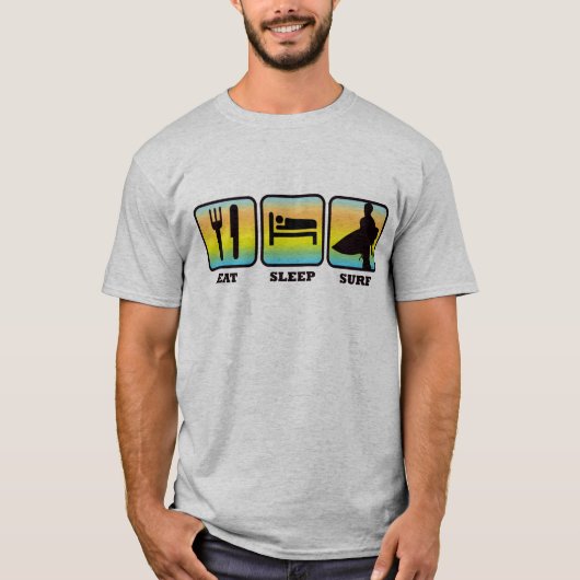 食べて下さい、眠らせて下さい、サーフして下さい Tシャツ (正面)