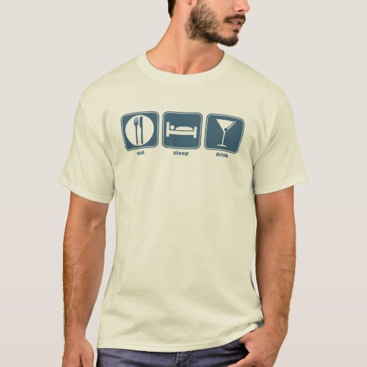 食べて下さい、眠らせて下さい、飲んで下さい Tシャツ (正面)