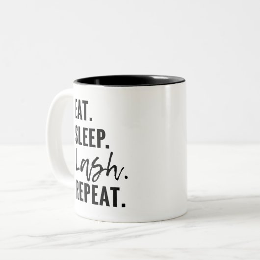 食べて下さい。 睡眠。 鞭。 マグを繰り返して下さい ツートーンマグカップ (正面左)