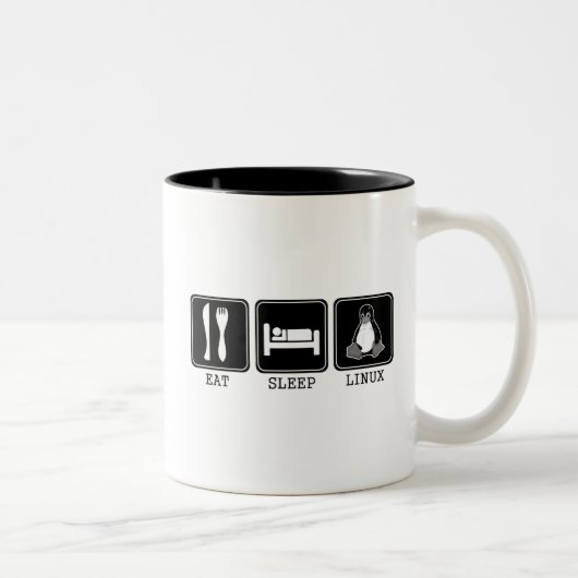 食べて下さい。 睡眠。 Linux ツートーンマグカップ (右)