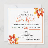 食べて飲んで感謝しよう！フレンドギビングパーティー 招待状 (正面)