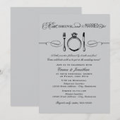 食べて飲んで結婚しよう グレー ブラック リハーサル 招待状 (正面/裏面)