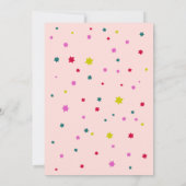 「食べて、飲んで、そして楽しく！」パーソナライズされたピンク色の頬紅 招待状 (裏面)