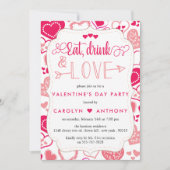 "食べて、飲んで、愛して" バレンタインデーパーティー 招待状 (正面)