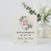 「食べて、飲んで、楽しく」クリスマスリースのクリスマスパーティー 招待状 (スタンド正面)