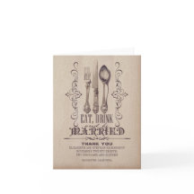 「食べて、飲んで、結婚して」ウェディングサンキューカード