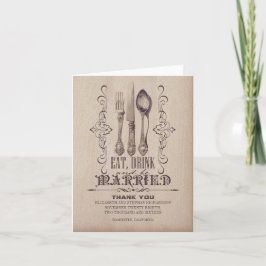 「食べて、飲んで、結婚して」ウェディングサンキューカード サンキューカード