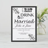 「食べて、飲んで、結婚しよう」ウェディング招待状 招待状 (スタンド正面)