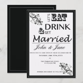 「食べて、飲んで、結婚しよう」ウェディング招待状 招待状 (正面/裏面)