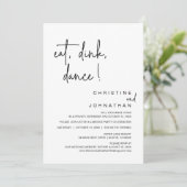  食べて、飲んで、踊って、結婚式の駆け落ちお祝いパーティー 招待状 (スタンド正面)